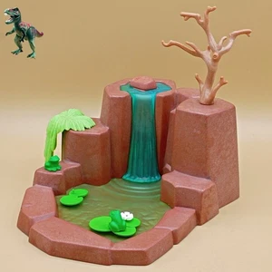 Playmobil pond waterfall-river-swamp-frogs-red brown rock-vegetation diorama - Picture 1 of 3