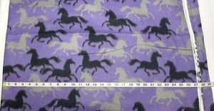 New Fleece fabric by the yard - Running Horses on Purple Background - 58” Wide - Picture 1 of 3