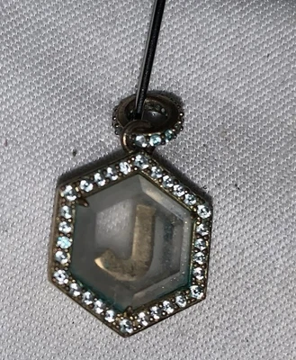 Vintage or Antique Letter "J" Rhinestone Encircled Charm For Bracelet 5/8" - Image 1 of 4