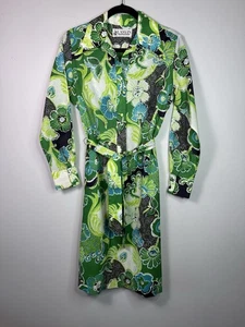 Vintage Lanvin 70er Jahre Damen Shirtkleid Gürtel Blumendruck Mod grün 14 gebraucht, in einwandfreiem Zustand - Bild 1 von 14