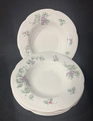 普法尔茨格拉夫葡萄边缘汤/帕斯塔/沙拉碗 9 英寸 ~ 4 件套 — 第 1/4 张图片