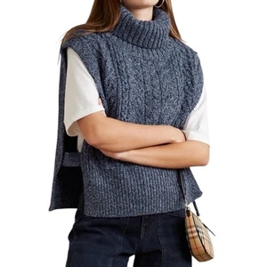Veronica Beard Collina Cable Knit Sweater Vest Navy Size M/L - Picture 1 of 10