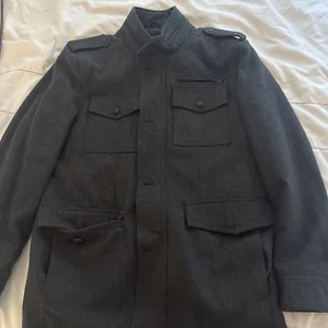 Guess Mens XL Gray Wool Blend Military Style Jacket Coat Full Zip Puffer Liner - Picture 1 of 6