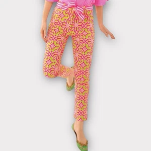 Gretchen Scott Jeans Womens XS Lime Green Pink Piazza Gripe Less Stretch NWT - Picture 1 of 9