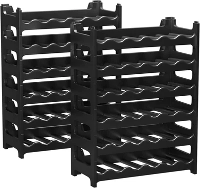 Cantinetta Portabottiglie in Plastica Modulare 72 Bottiglie Nero - Immagine 1 di 4