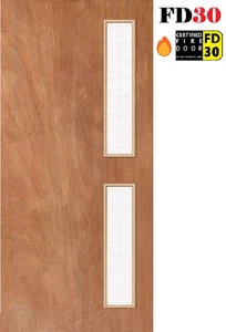 PREMDOR Plywood 2L Wired Side Glazed Unfinished Internal Office Door FD30 - Picture 1 of 4