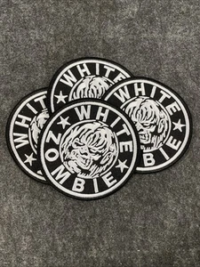25 Pcs Embroidered Iron on patches White Zombie Rock Music Band 82x82mm - Picture 1 of 3
