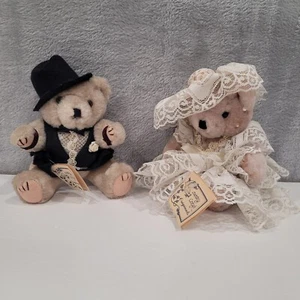 Country Cozy's Originals Wedding Teddy Bear's Bride and Groom Vintage - Picture 1 of 8