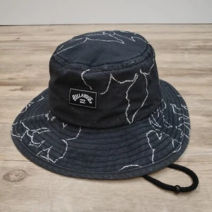 Billabong Big John Safari Surf Hat Bucket Cap Black Floral Outline Wide Brim - Picture 1 of 10