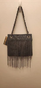 🌐VINTAGE " Brand New" w/tags Black Chain Design bag - Picture 1 of 8