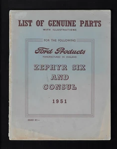 FORD 1951 ZEPHYR SIX & CONSUL ILLUSTRATED PARTS MANUAL - Picture 1 of 4
