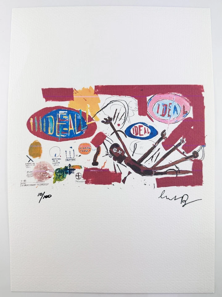 Jean-Michel Basquiat Original Vintage Arte Impresión Litografía Firmada Certificado de Autenticidad Limitado Foto 1 de 3