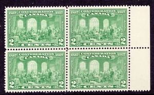 Canada 142 VF MNH block of 4, 2c green Confederation 1927 issue CV $24 - Picture 1 of 1