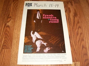 Frank Sinatra Movie Poster Tony Rome 1967 Fox Theatre Stevens Point Wisconsin - Picture 1 of 6