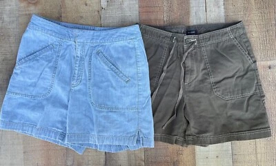 Liz Claiborne & Dockers Shorts Women's Size 8 Chino Blue Brown Pockets Casual  - Image 1 of 4