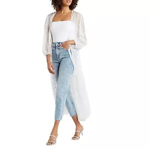 Express Cover-Up Womens Sz M/L White Metallic Maxi Beach Longline Sheer NWT $98 - Picture 1 of 15