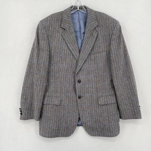 Triona Irish Wool Sport Coat Blazer 42R Gray Herringbone Two Button Ireland Made - Picture 1 of 17