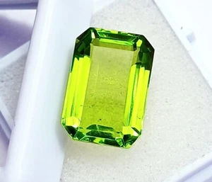 Emerald Cut Green Peridot 9.00 Ct CERTIFIED Loose Gemstone With Free Gift - Picture 1 of 8