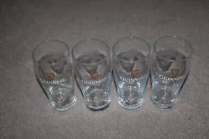 4 x New Guinness Official Pint Beer Glasses Embossed Harp Logo Pub Bar Man Cave - Picture 1 of 3