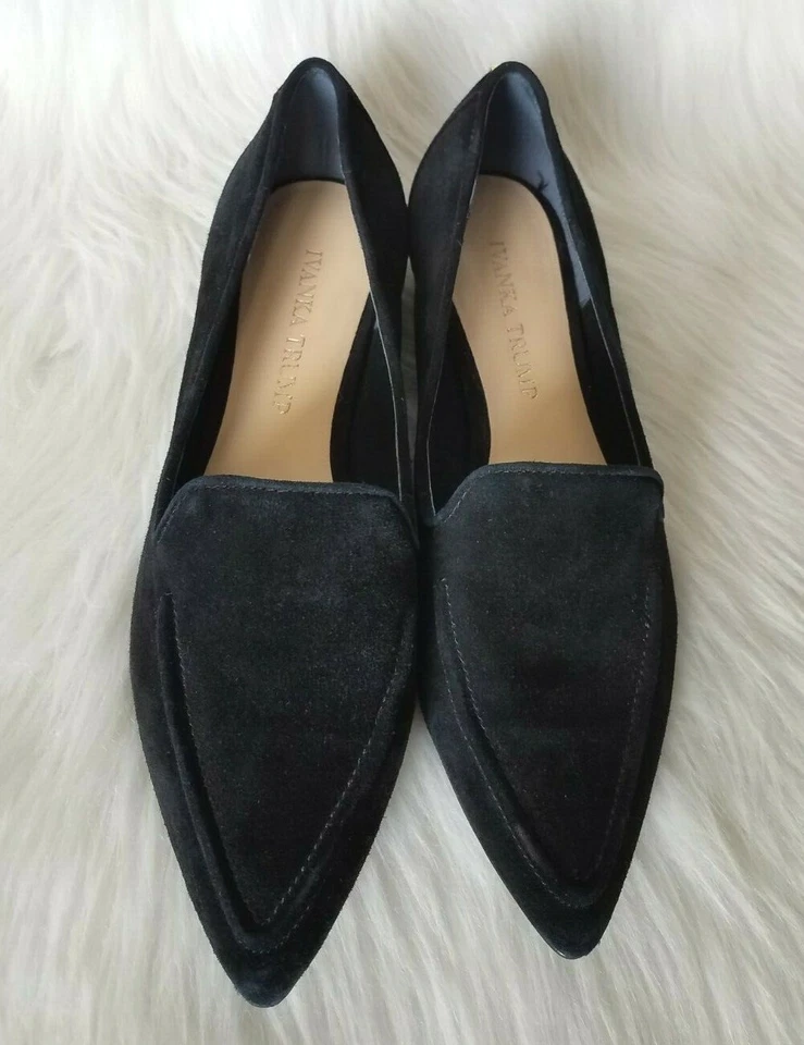 Ivanka Trump Mujer Zarina Negro Gamuza Punta Plana Talla 6.5 M Foto 1 de 4