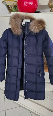 Eddie Pen Daunenjacke Mantel blau marine navy edel Luxus 16  Y 34 36 S add w NEU - Bild 1 von 4