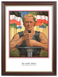 La espada alemana. . Acuarela n. Hans Volkert. Lote especial, enmarcado - Imagen 1 de 1