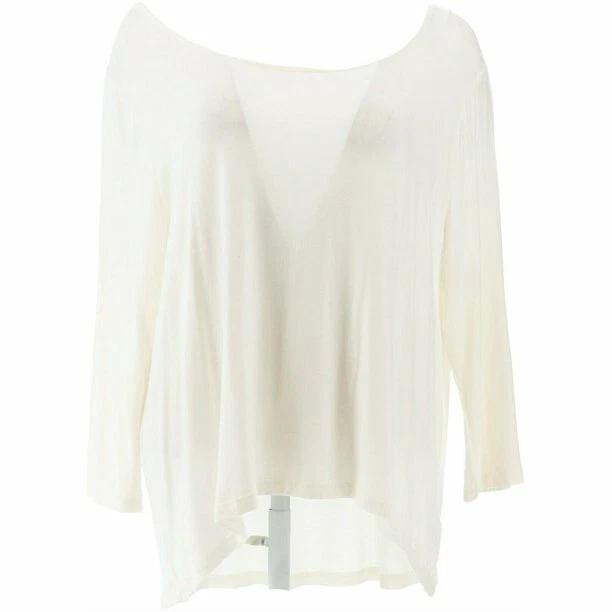 Top alto-bajo Rhonda Shear 3/4 Slvs para mujer crema 645-587, talla 2X Foto 1 de 4