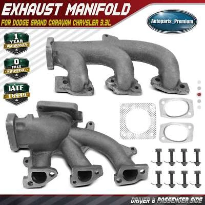 2x Colector de escape izquierdo y derecho con junta y pernos para Dodge Chrysler 3,3 L 3,8 L Foto 1 de 4