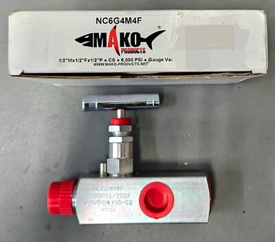 Mako NC6S4M4F Standard Needle Valve 1/2" M x 1/2" F Carbon Steel 6,000 PSI NEW - Image 1 of 2