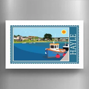 Hayle Works Of K Pearson Seaside Town Illustration Wooden Magnet - Picture 1 of 1