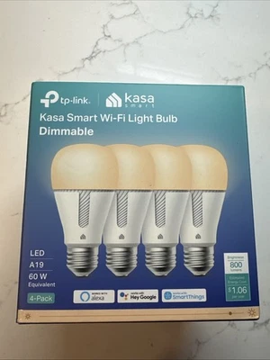 TP-Link Kasa KL110P4 Smart Wi-Fi LED Light Bulb A19 Dimmable 60W 800lm 4-Pack - Image 1 of 4