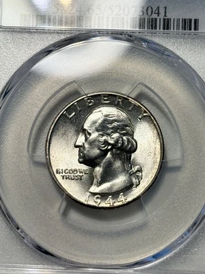 1944 Washington Quarter, PCGS MS65, Impressionante Para O Grau - Imagem 1 de 3
