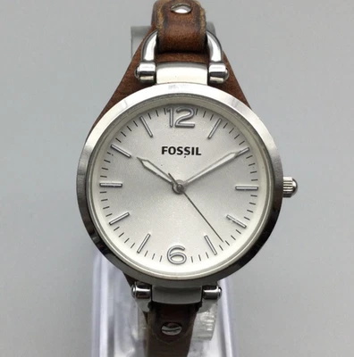 Reloj Fossil Georgia Mujer ES3060 32mm Tono Plateado Correa Cuero Batería Nueva Foto 1 de 4