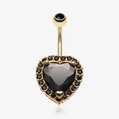 Golden Heart Extravagant Belly Button Ring 14ga - Image 1 of 2