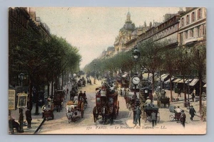 Antike PARIS Frankreich Postkarte Boulevard des Italiens belebte Straße um 1900 - Bild 1 von 2