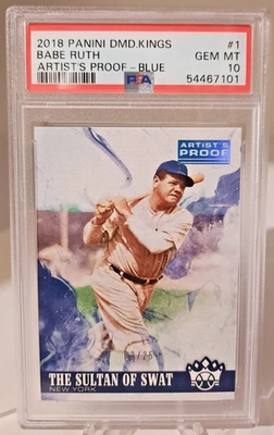 Tarjeta Diamond Kings Blue Artist Proof 2018 - Babe Ruth/25 PSA 10 GEMA como nueva Pop 1 Foto 1 de 3