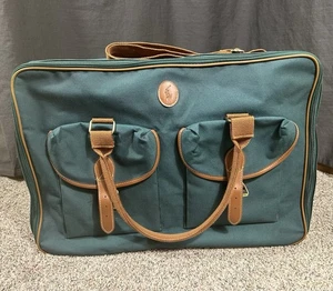 Vintage Polo Ralph Lauren Weekender Soft Duffle Travel Bag Green Brown Accents - Picture 1 of 20