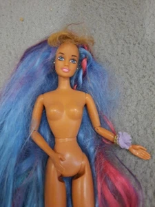 Vintage 1993 Barbie Hula Hair Teresa Nude Doll Long Blue Pink Hair Mattel #17049 - Bild 1 von 4