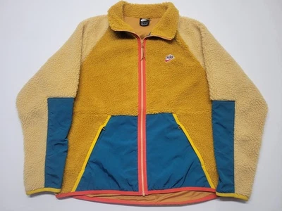 Nike Heritage Sherpa Fleece Full Zip Sweater Jacket XL Winter Sportswear Yellow - Image 1 of 4