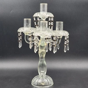 5 Ebenen Kandelaber Baccarat Französisch Glas Kerzenhalter 25 Prismen 15,5" Repariert - Bild 1 von 17