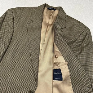 Abrigo Deportivo Brooks Brothers Para Hombre 40 Regular Marrón Negro Pata de Gallo Lana 2 Botones - Imagen 1 de 15