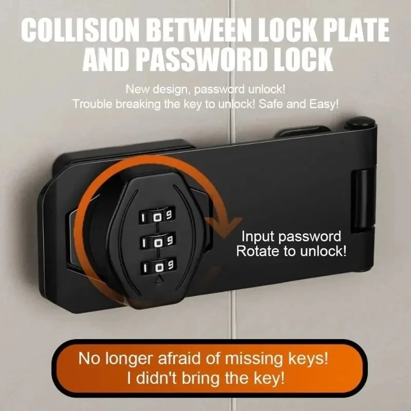 3 Digit Combination Sliding Keyless Lock Security Pad Bolt Shed Gate Garden Door - Image 1 of 4