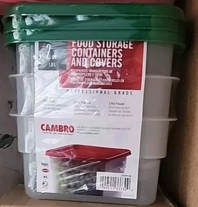 Cambro Set of 3 Square Food Storage Containers with Lids, 2 Quart - Picture 1 of 1