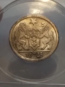 1923 2 GULDEN FREE CITY OF DANZIG POLAND MS 60 DETAILS CLEANED ANTIQUE COIN ANAC - Picture 1 of 19