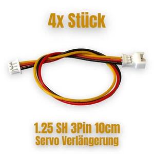4x 1.25mm 1,25mm SH 3Pin Micro Servo Verlängerungskabel JST Male Female 12cm - Bild 1 von 5