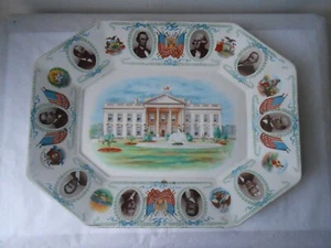 Antique french ceramic Plate dish . Circa 1910 . USA Presidents. 10.6" x 13.7" - Picture 1 of 21