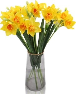 10 Pcs Artificial Daffodils Flowers Narcissus Faux Spring Flowers Fake Silk D... - Picture 1 of 12