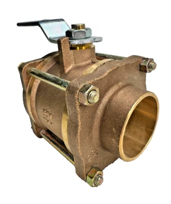 NIBCO S-595-Y Bronze Ball Valve 2-1/2" 600-PSI CWP 3-Piece Full Port Solder Ends - Image 1 of 4