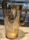 Vintage Amber Carnivalglass Pitcher Jeannette Cosmos Pattern  Perfect Condition
