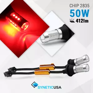 Syneticusa: 3157/3057K Turn Signal Brake Tail Bright Red 15-LED Pair Light Bulbs - Foto 1 di 7